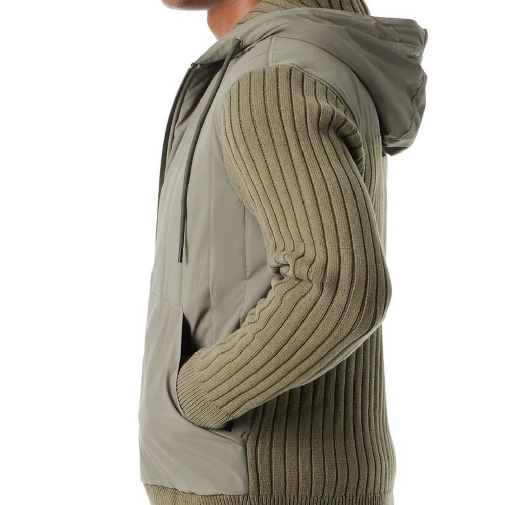 🌷BASS OUTDOOR OVERLAND TREK HOODED MENS  ZIP-FRONT SWEATER JACKET LG NWT